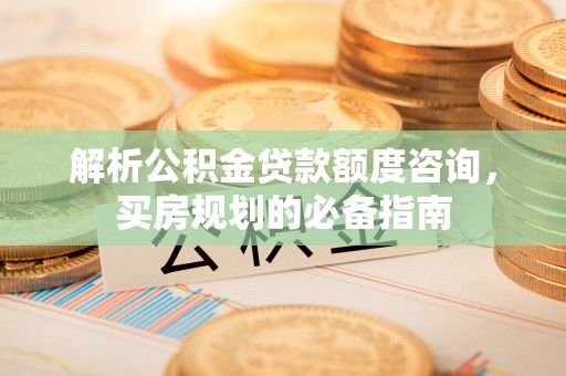 金秀解析公积金贷款额度咨询，买房规划的必备指南